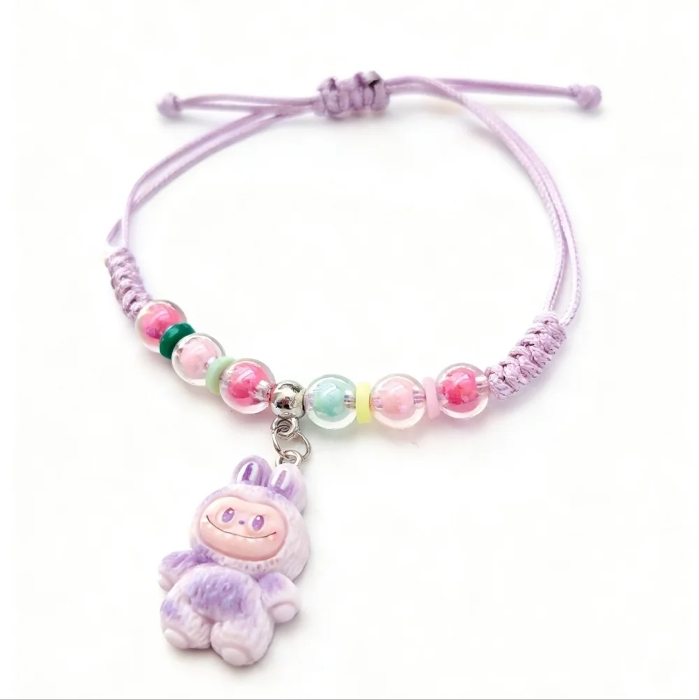 Labubu Inspired Macramé Bracelet Lavender Dream